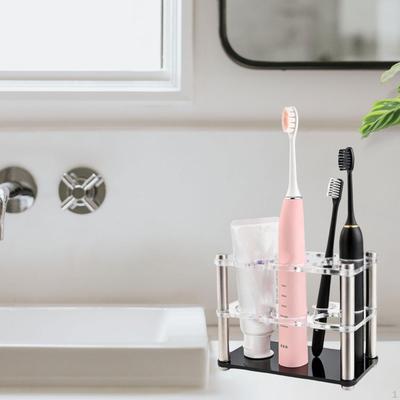Porte-brosse à dents en acrylique Organisateur de salle de bain Grande capacité Rangement pour dentifrice