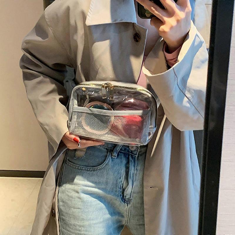Fashion Bag Mini Square Cellphone Bags Trendy Bag Shoulder Bags Girl Women Crossbody Bag Transparent Casual Travel Bag  White