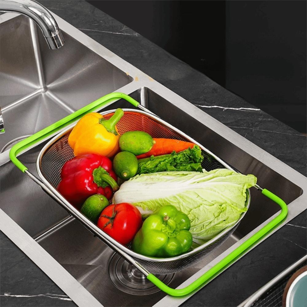Scalable Sink Drain Basket Fine Mesh Vegetable Washing Basin Vegetables Draining Racks  Rinse Fruit