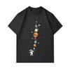 Men's 100% Cotton Crew Neck Short Sleeve T-Shirt, Funny Astronaut Solar System Space Planets Print Casual Soft Summer Tee for Daily Wear