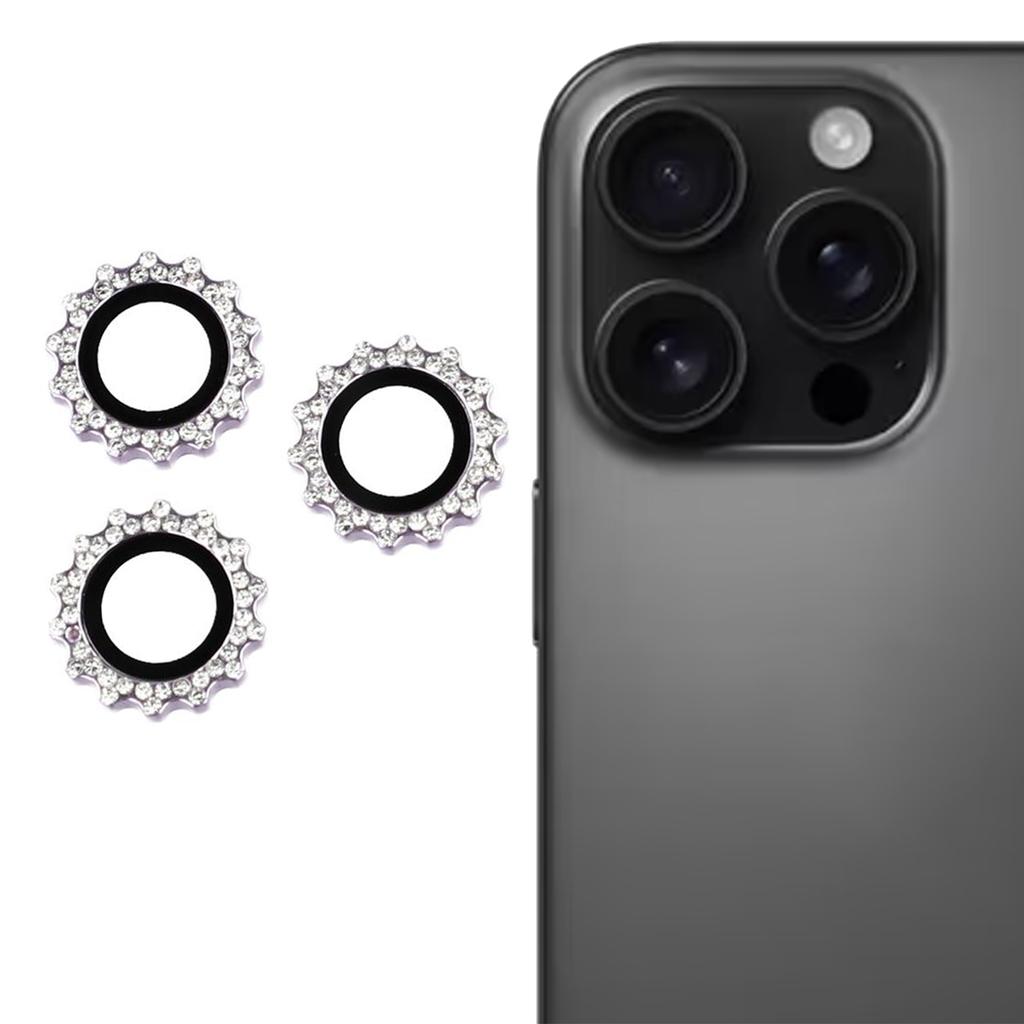 1Set For iPhone 14 Pro/14 Pro Max Camera Lens Protector Gear Shape Rhinestone Decor Tempered Glass Lens Film