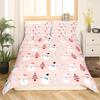 Cartoon Snowman Pink Polka Dots Three-Piece Quilt Cover Digital Printing Bedding Set Bed Cover