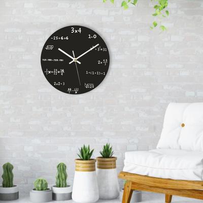 Horloge murale créative en bois, décoration mathématique, horloge murale simple et moderne à équations