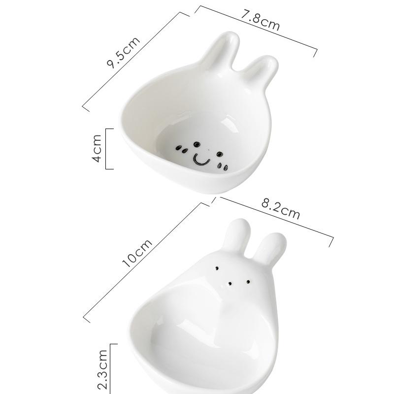 1/2 PCS Ceramic Sauce Dish with Handle Cute Rabbit Cat Seasoning Dish Sushi Dipping Bowl Serving Snack Plate Kitchen Supplies