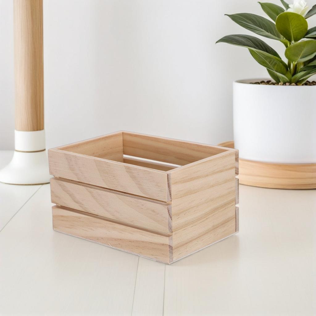 2Pcs Rustic Natural Pine Wood Crates Unpainted Large Capacity Storage Organizer Box Unfinished Decorative Farmhouse Display