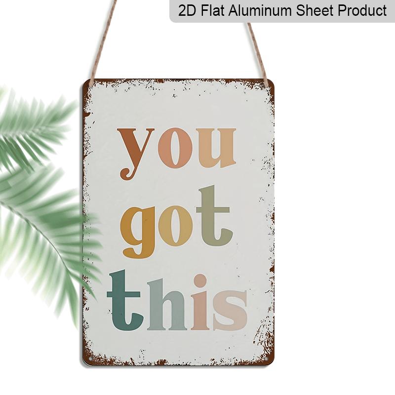 

2D Flat, 1pc Vintage You Got This Metal Wall Art Sign - Boho Rainbow Design, Distressed White Background with Colorful Lettering, Rustic Classroom 20*30cm