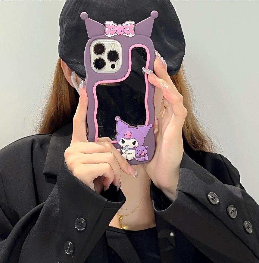 

Premium Kuromi Cartoon Mirror Phone Case for iPhone 14 Pro Max and Apple 13/12 12 фиолетовый