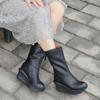 Thick Leather Women's Boots Mid Calf Boots