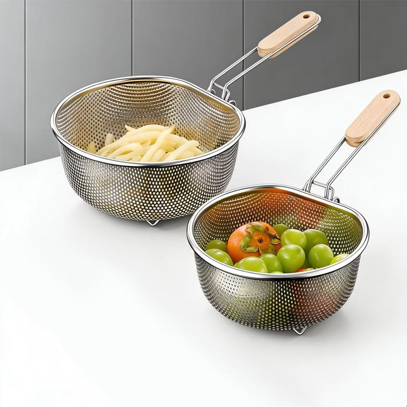 304 Stainless Fryer Basket with Fine Mesh, Oil Strainer and for Kitchen Deep Frying and Draining