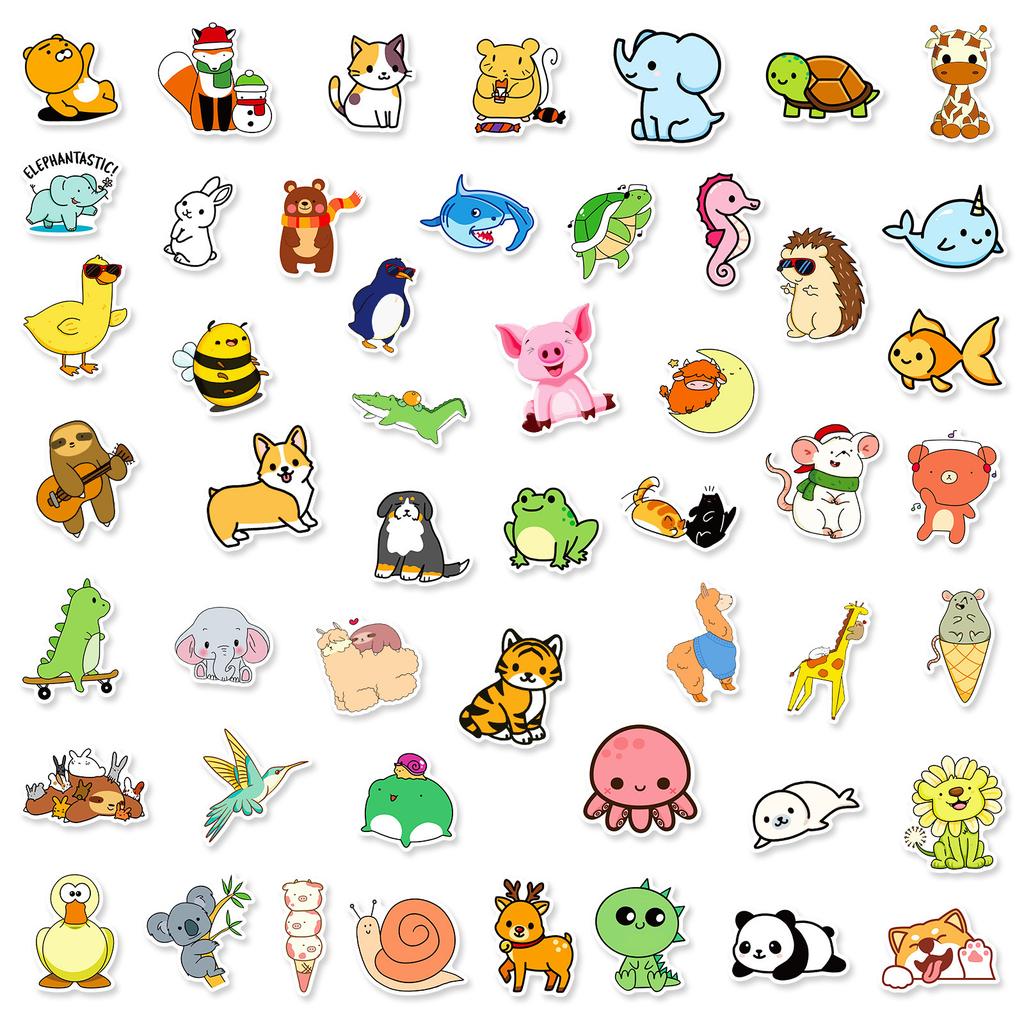 50-100 Cute Small Animal Stickers Kindergarten Students Children Reward Cartoon Animal Avatar Stickers