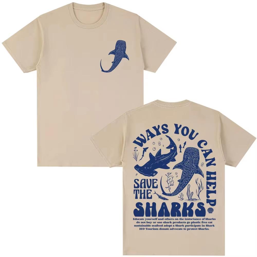 2026 Save The Sharks Environunisextal T-Shirt Unisex Walhai Grafik-T-Shirt Meeresnaturschutz Streetwear Unisex Kurzarm-Oberteile