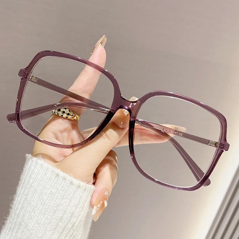Fashion Oversized Square Eyewear Retro Women'S Anti-Blue Light Bloking Metal Frame Glasses Trend Optical Computer Eyeglasses