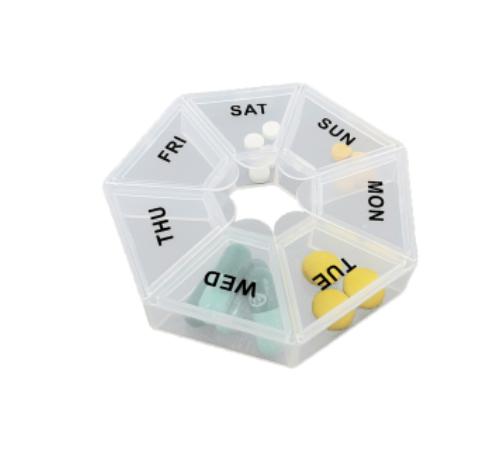 

1PC Portable 7 Days Weekly Tablet Pill Medicine Box Holder Storage Organizer Container Case Pill Box Splitters білий