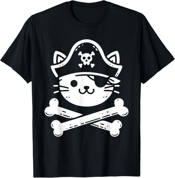 Pirate Cat Crossbones Cat Lover Cats Kitten Owner T-Shirt