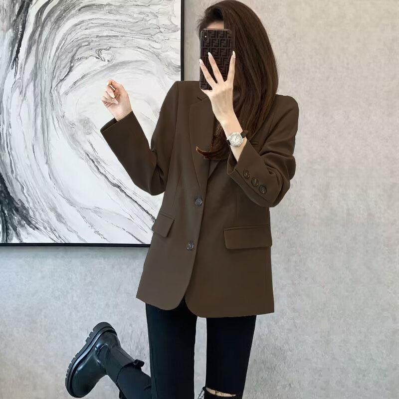 Suit Jacket Women's Spring Temperament Korean Version of The Wild Small Commuter Khaki Suit Jacket Women