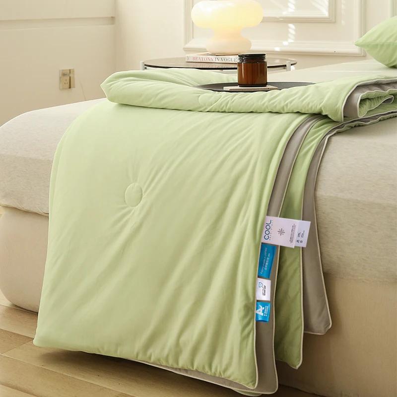 Soft Silky Cool Summer Quilt Double Side Cold & Cooling Fabric Breathable Cooled Air Condition Blanket Summer Thin Comforter
