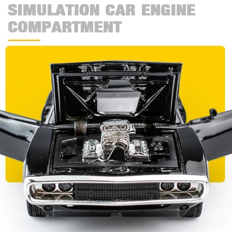 1:32 Legierung "Fast and Furious" Dodge Automodell mit Sound und Licht Druckguss-Spielzeugauto Pull Back Autosammlung Ornamente Jungen Geschenk Kinderspielzeug