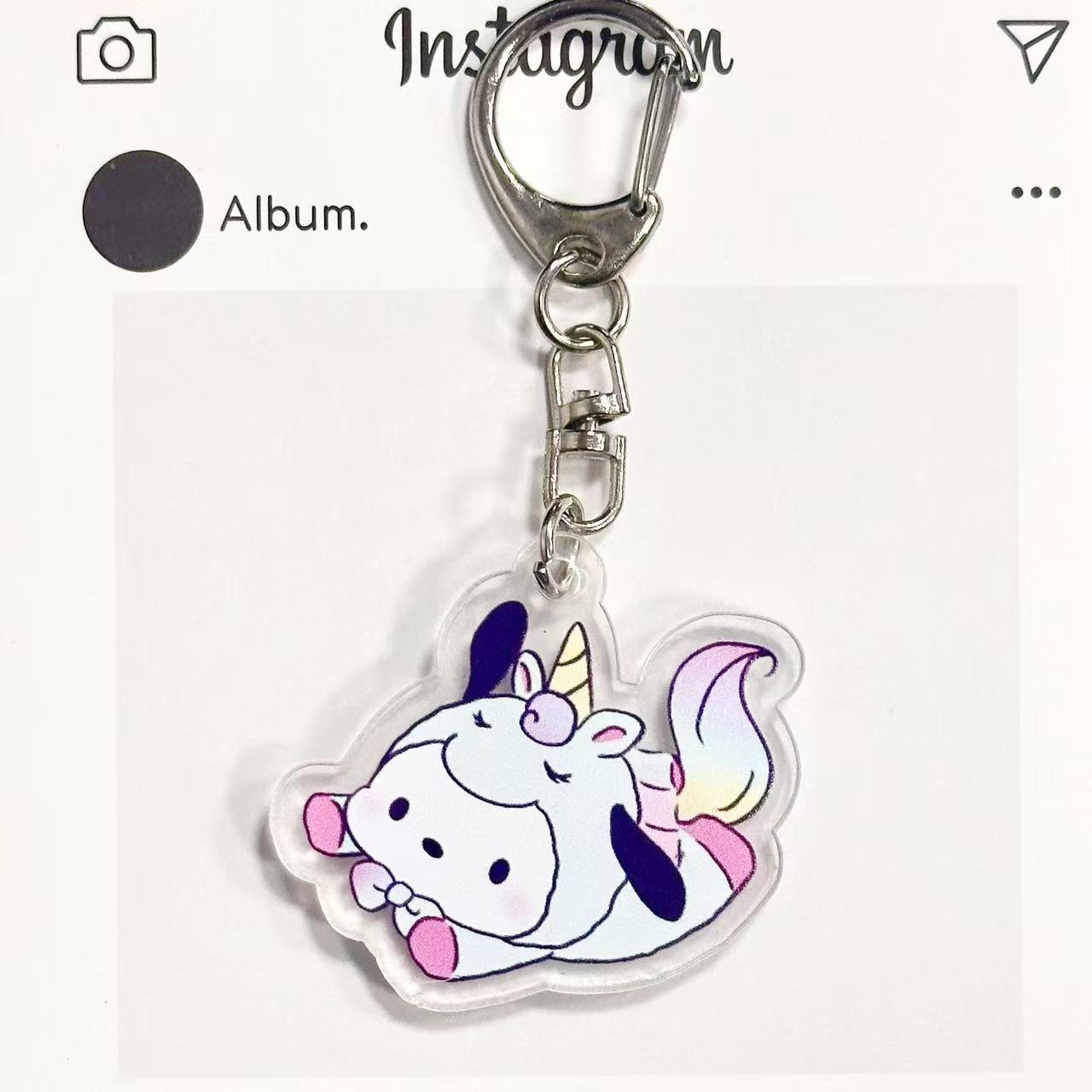 Мультяшный акриловый брелок-единорог Sanrio и подвеска для пенала