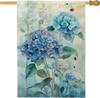 Hydrangea House Ag, Oral Watercolor Bee Leaf Spring Blue Double Sided Burlap Outside Large Garden Ag for Outdoor Yard  IIC