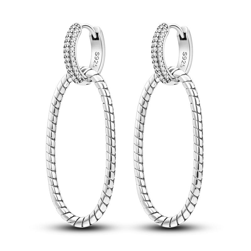 925 Sterling Copper Heart Snake Bone Pattern Cross Shell Zircon Four-pointed Star Earrings for Women Earring Fine Zircon Gifts
