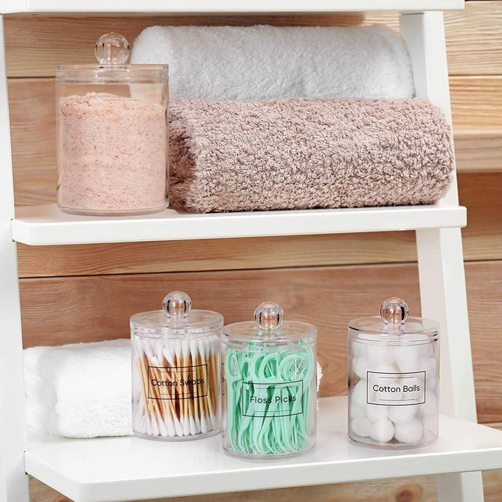 4 PACK Qtip Holder Dispenser For Cotton Ball, Cotton Organizer Round Pads, Makeup Picks Swab, F H7L5