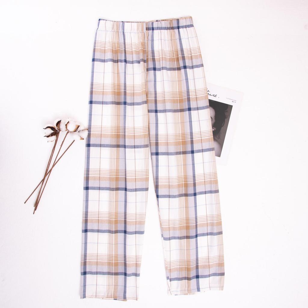 Men's Plaid Cotton Pajama Pants - Loose, Casual, Home and Outdoor Wear