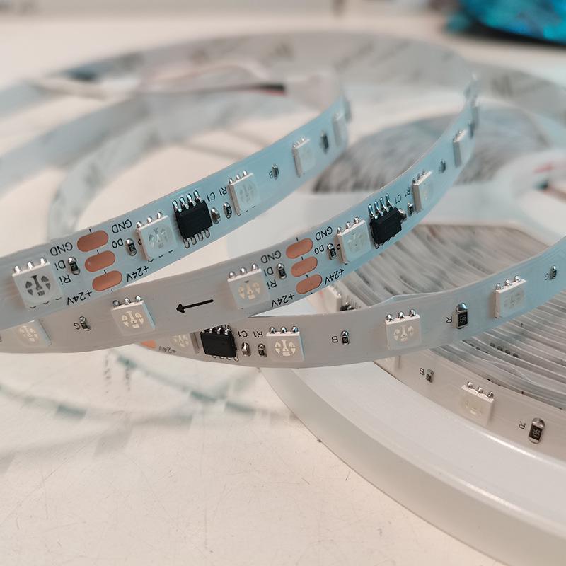 24V RGB Colorful 3-Wire Dimmable 5050 LED Strip Light for E-sports, Club, Bar, and KTV - Five to Ten Colors