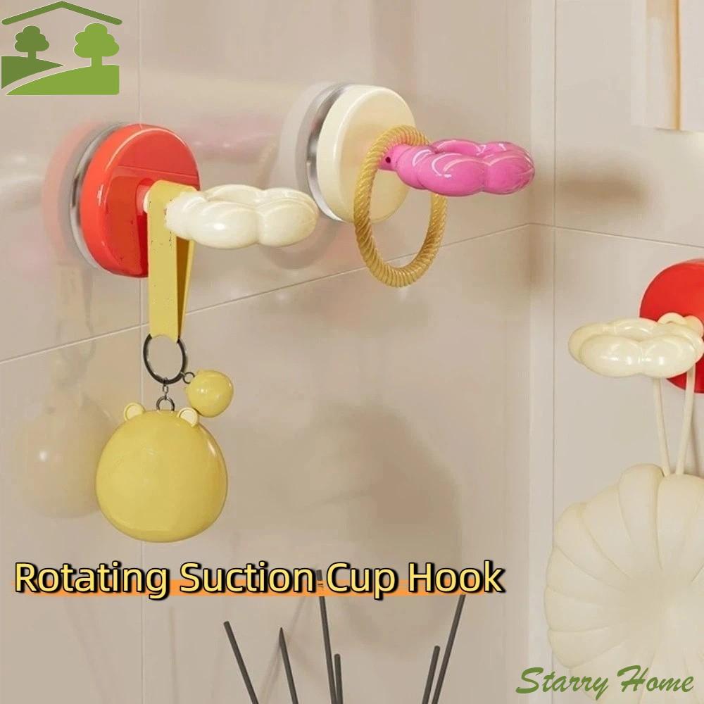 2 Stück Abnehmbarer Drehbarer Saugnapf Haken Klebstofffrei Kunststoff Badezimmer Haken Cremefarbe Tragbarer Wandhaken Halter Hausgebrauch
