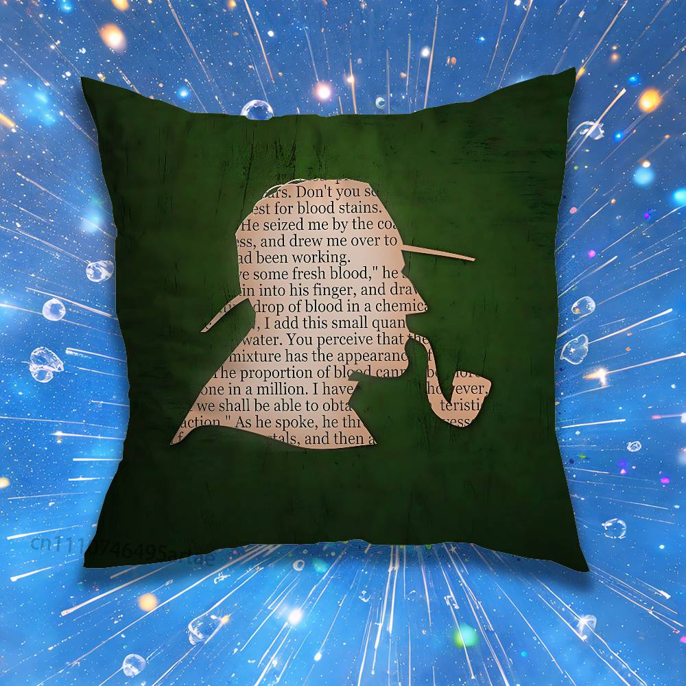 Literary Sherlock Holmes Pillow Case For Home Bedroom Car Office Decoration Living Room Sofa Cushion Cover Suitable