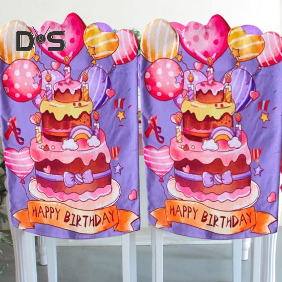 2 Pcs Chair Covers Colorful Cartoon Print Reusable Washable Classroom Birthday Back-to-School Party Decor Chair Seat Decoration Chair Back Cushions