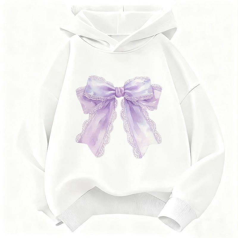 Harajuku Blue Bow Heart Funny Hoodie Kids Children's Sweatshirt Hoody for Boys Girls Casual Hoodies Hip Hop Clothes