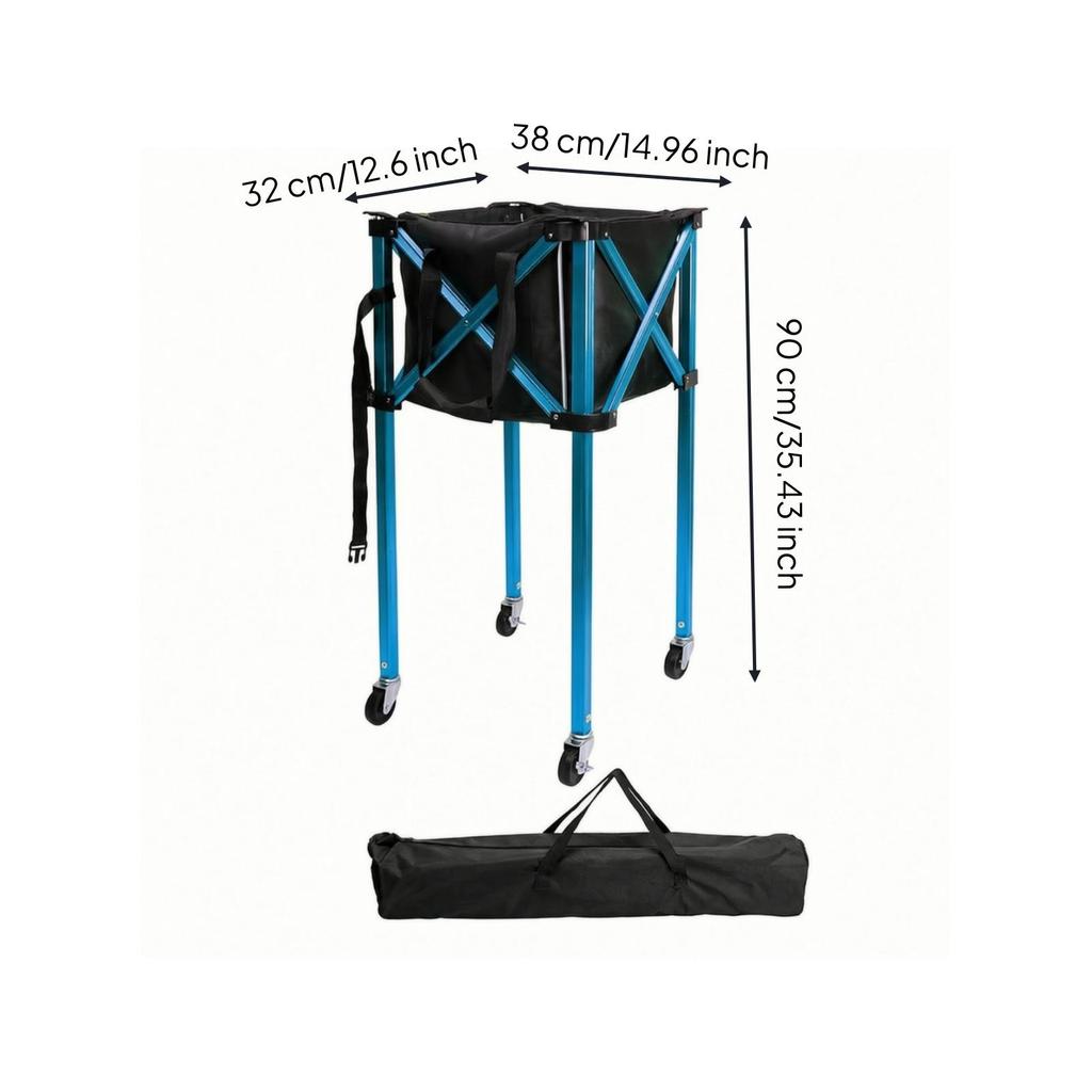Ball Basket Waterproof Foldable Tennis Cart with Wheels Space-Saving