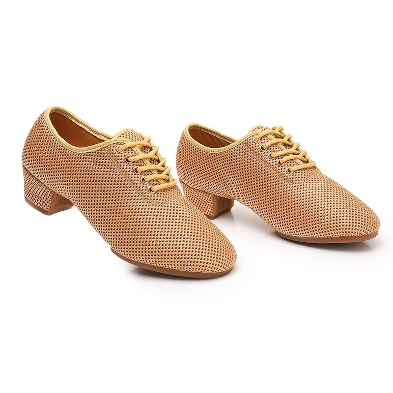 Scarpe da Jazz in Rete Donna Adulto Pratica Sala da Ballo Scarpe Latine Nere Traspiranti Scarpe da Insegnante con Tacco 3,5 cm