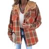 Fall Winter Women's Plaid Casual Versatile Jacket Long Sleeve Hooded Coat with Pockets
