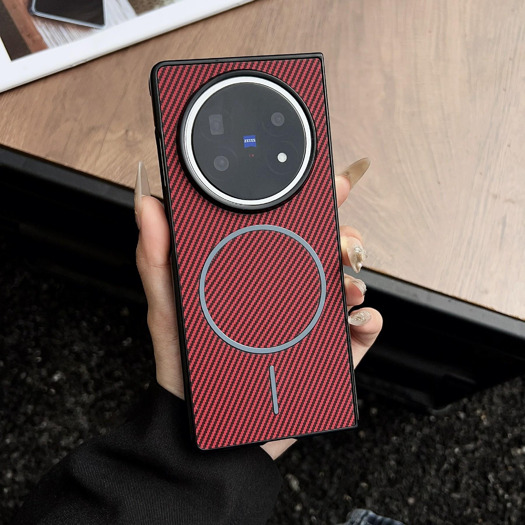 For vivo X Fold5 5G Magnetic Case Carbon Fiber Texture Folding Phone Cover D