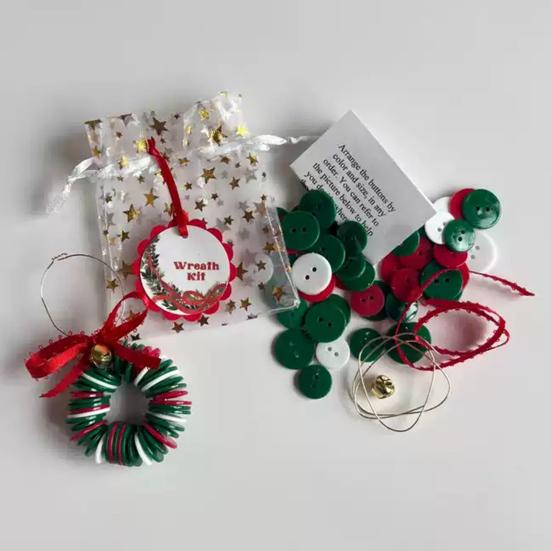 DIY Christmas Button Ornament Making Set Stacked Button Craft Kits Christmas Tree/Santa/Snowman/Angel Hanging Decoration