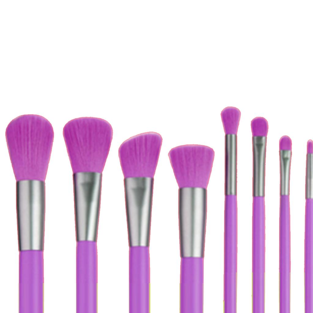 Makeup Brush Set Soft Bristles Wooden Handle Portable Face Makeup Brushes for Women Purple 10pcs