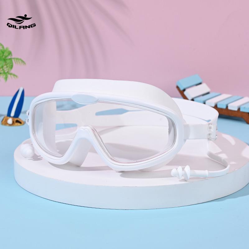 

Дитячі водонепроникні протитуманні окуляри для плавання з великою оправою та вбудованими берушами