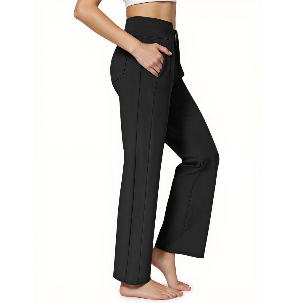 Women's Fashion Casual Solid Color High Waist Drawstring Yoga Sport With Pockets Casual Pants
