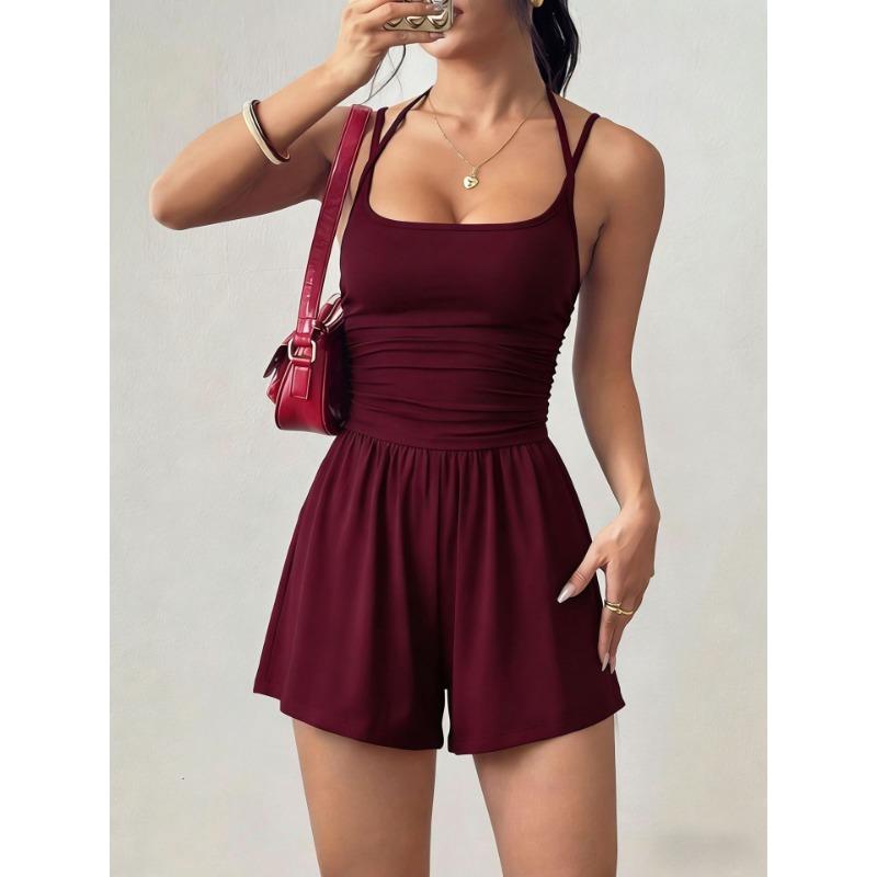 Women S Summer Casual Strapless Wide Leg Jumpsuit Shorts