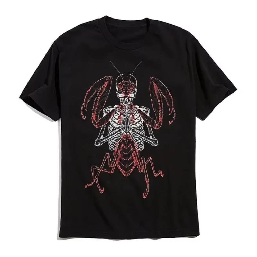 2024 Summer Soft Sweat-Absorbing Trendy Fashion Men's Loose Custom T-shirt with Weird Pattern Print Round Neck Short Sleeves