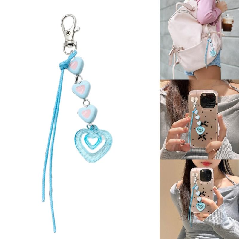 Handcrafted Key Chain Heart/Flower/Fishtail Pendant Keyring Acrylic Keychain Colorful Key Rings Bag Charm Ornament