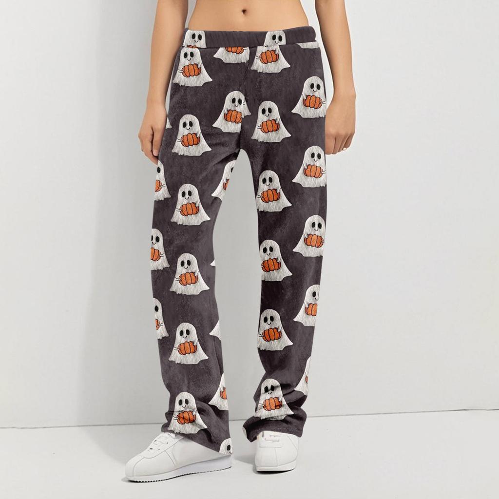 Pyjamasbukser Nattøy Fritidssnor Elastisk midje Bukser Komfortable Rette Yoga Løse Bukser