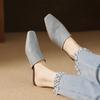 Fashion 2025 Summer Women Shoes Genuine Leather Square Toe Women Sandals Solid Modern Sandals for Women Chunky Heel Women's Mules Shoes