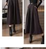 Petite High-Waist Wool Flannel Wide-Leg Pants with Flared Skirt Overlay - Autumn/Winter Fashion.