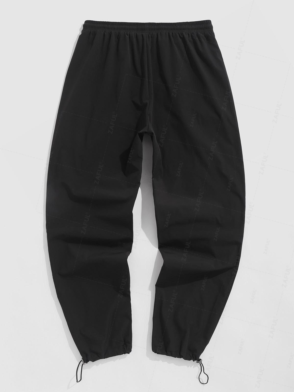 ZAFUL Buckle Strap Multi-pocket Solid Color Cargo Pants XXL чёрный — фото 3