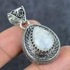 Natural Moonstone Gemstone 925 Sterling Silver Jewelry Pendant 2.13" a1T28