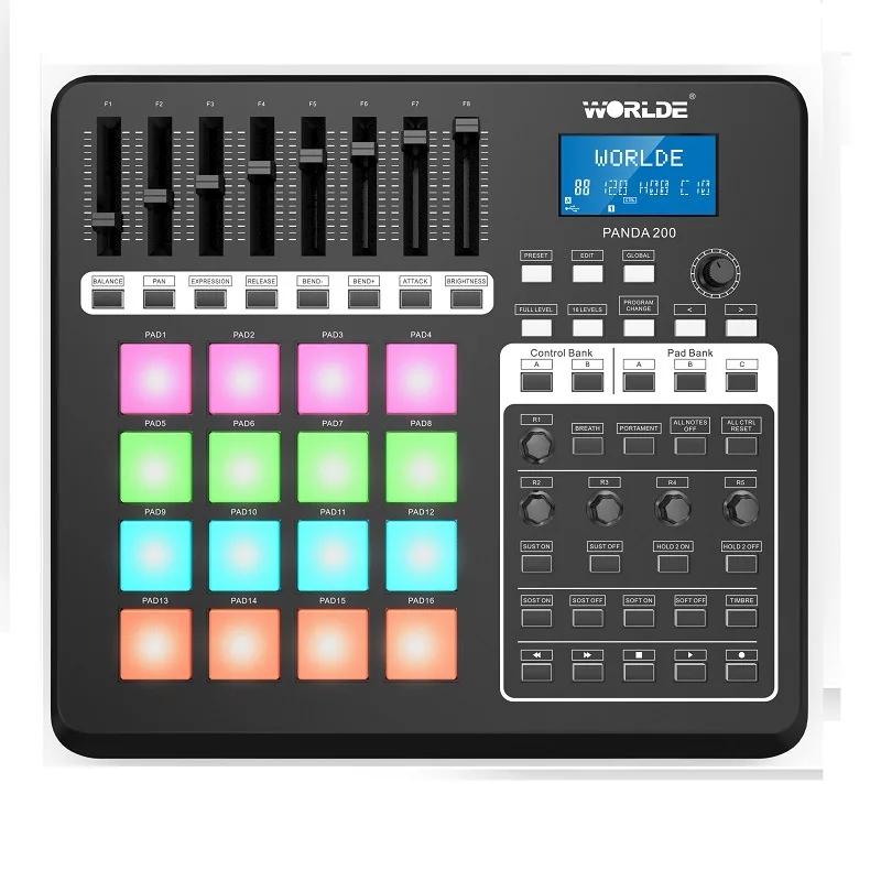 NEW World PANDA200 Portable USB MIDI Controller Keyboard Mini MIDI Pad Controller 16 Drum Pad with USB Cable