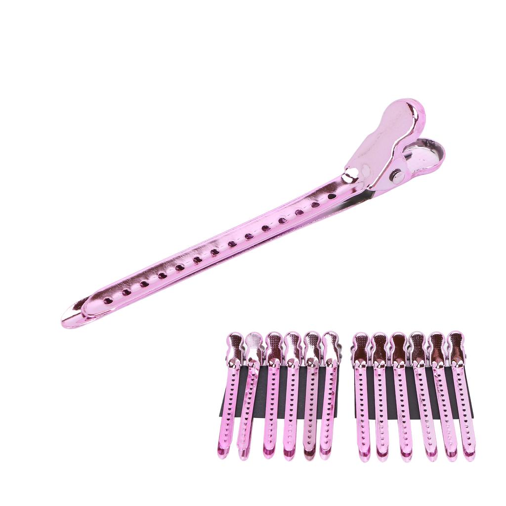 12 Stück Professioneller Friseursalon Entenschnabelklemme Tragbare Styling Entenschnabelklemme für Dickes HaarLila