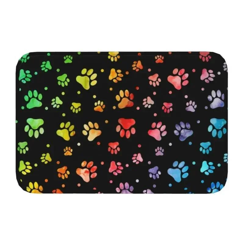Colorful Dog Paw Pattern Welcome Entrance Door Mat Non Slip Rugs for Bedroom Decor Home Living Room Decoration Kitchen Floor Mat